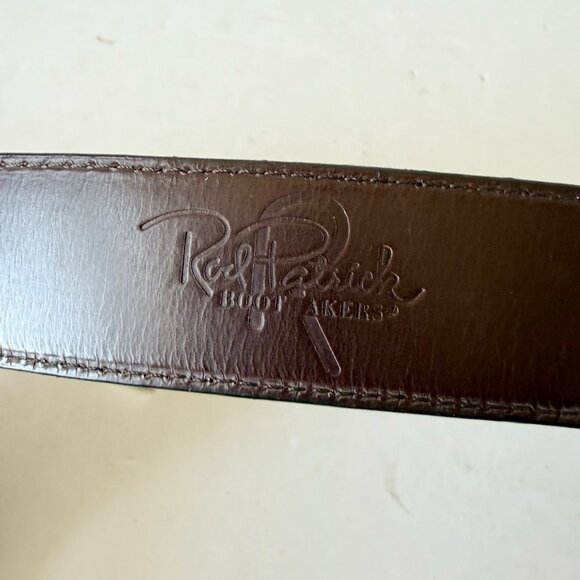 Rod Patrick Mens Full Quill Ostrich Leather Belt Dark Brown 1.25” Taper Sz 28 - Picture 6 of 11